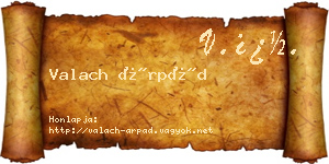 Valach Árpád névjegykártya