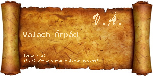 Valach Árpád névjegykártya